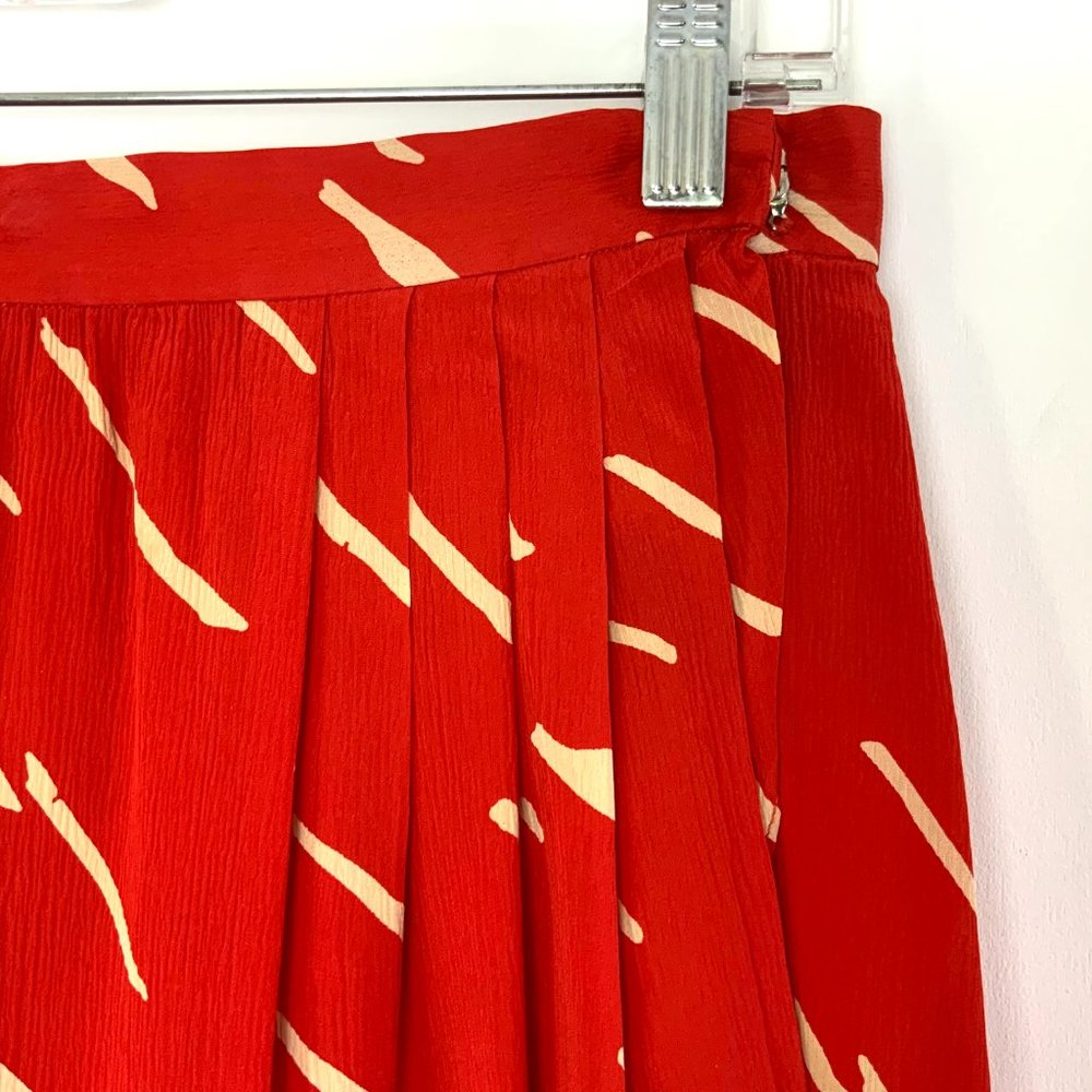 Vintage Christian Dior Red Silk Wrap Front Midi Skirt Luxury Size 10 - Picture 10 of 16